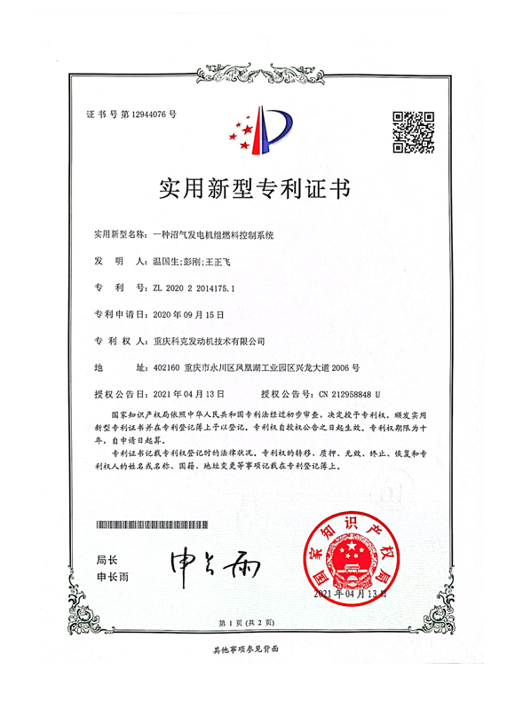 CN202022014175.1 A kind of biogas generator set fuel control system